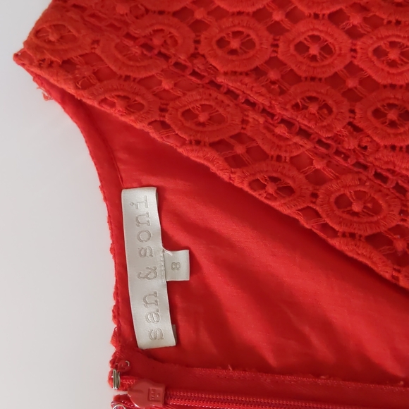 Anthropology San & Soni Women's Red Lace Dress Size 8 NWOT - Picture 10 of 16